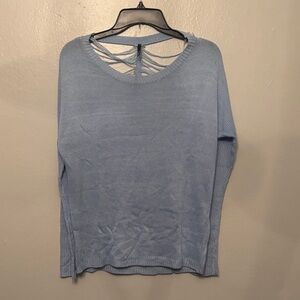 Cleo Sky Blue Knit Top with Open Back